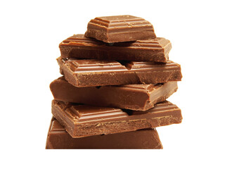 Chocolate pieces isolated on white