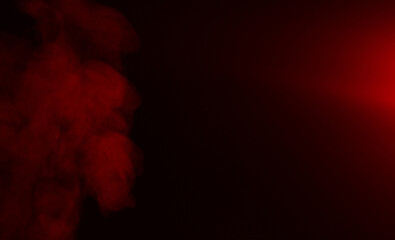 Steam or smoke in red neon light on black background