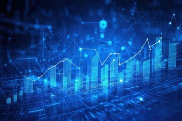 Blue Data Visualization with Graphs and Digital Elements
