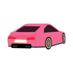 Cute pink car front view. Vector illustration