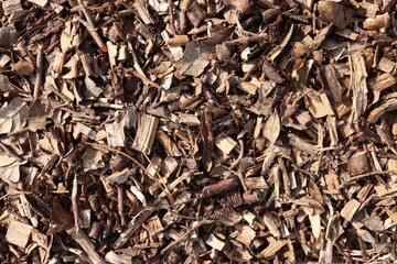 Wood Chips Pile Ground Natural Texture Background