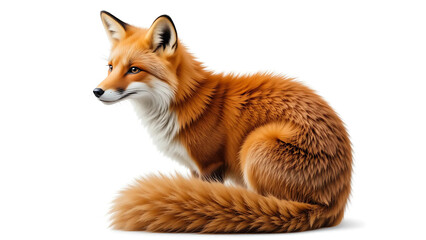 Obraz premium Elegant Red Fox on White Background
