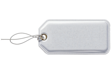 Blank white luggage tag with string isolated on white background, luggage tag transparent png