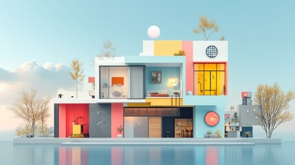 Fototapeta premium Colorful, modern, abstract house