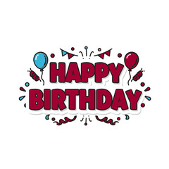 Obraz premium Colorful 3D text design spelling Happy Birthday, a vector illustration concept for a party cardColorful 3D text design spelling Happy Birthday, a vector illustration concept for a party card