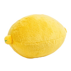 Adorable Yellow Lemon Shaped Plush Toy isolated on transparent background Generative AI Pillow Cushion Soft Fluffy Cozy Cute