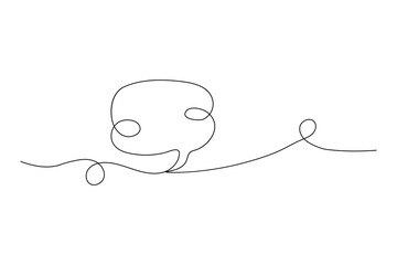 Speech bubble continuous single line drawing of square shape simple outline vector icon
