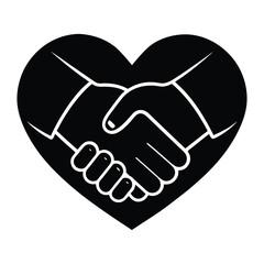 A handshake forming a heart on white background