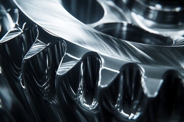 Close-up of a rotating metal gear, highlighting its complex engineering and shiny surface