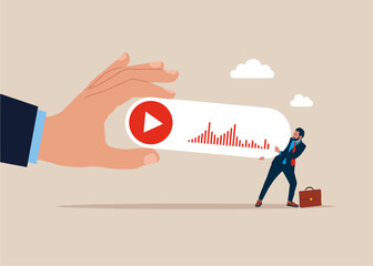 Businessman stealing voice message. Voice messages theft. Modern vector illustration in flat style.