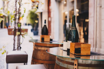 Outdoor wine tasting table