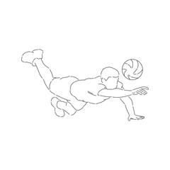 minimalist line of a volleyball player digging ball – Hand Drawn Sports Illustration