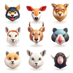 set of funny animals