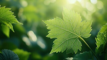 Lush green leaf in sunlight