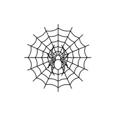 Fototapeta premium Spider Web: A meticulously crafted vector graphic of a spider poised at the center of its web.