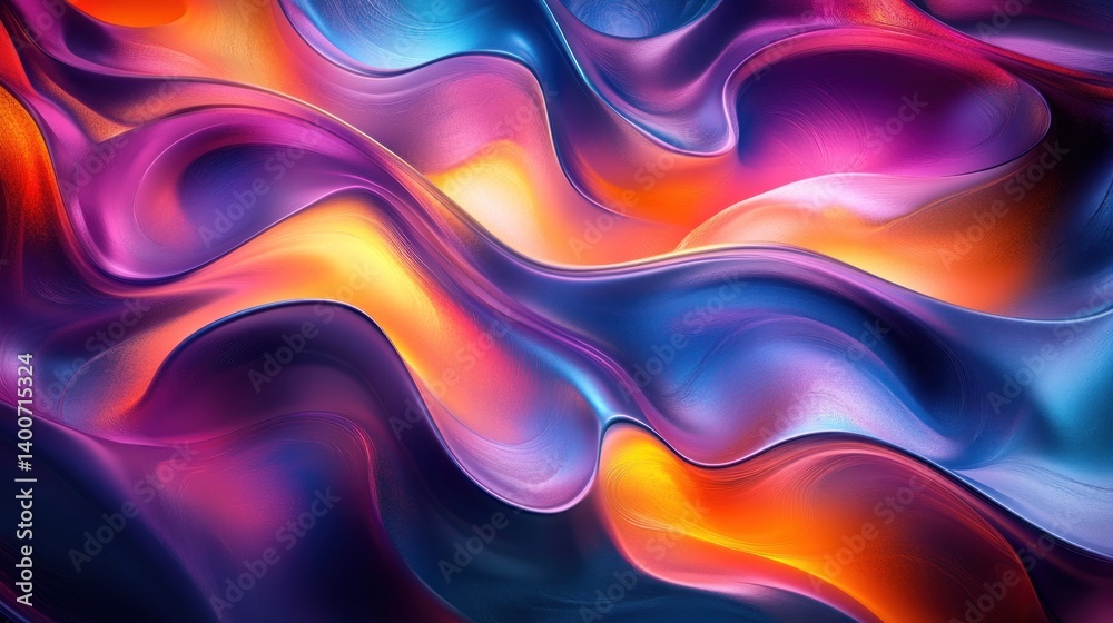 Poster iridescent flow a captivating abstract background featuring fluid waves of vibrant colors creating a