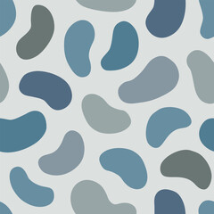 Minimal seamless vector pattern with blue abstract organic shapes on white background