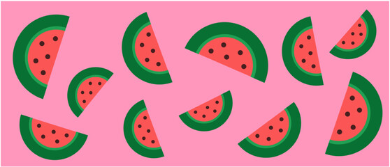 sliced watermelon vector illustration header
