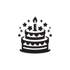 birthday cake vector silhouette clip art logo design