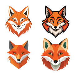 Fox silhouette set - isolated vector images of wild animals