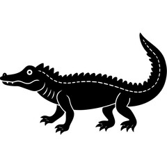 Obraz premium crocodile walking vector art silhouette