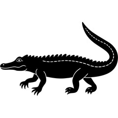 Fototapeta premium crocodile walking vector art silhouette