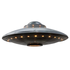 Fototapete A Detailed View of a Classic isolated on transparent background Generative AI Flying Saucer Spaceship Model with Illuminated Lights © Rizia