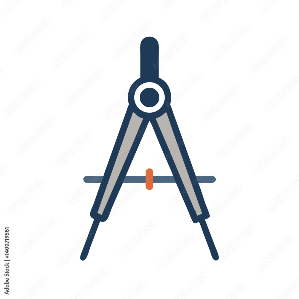 Poster architect compass drafting tool icon representing precision design and architectural planning