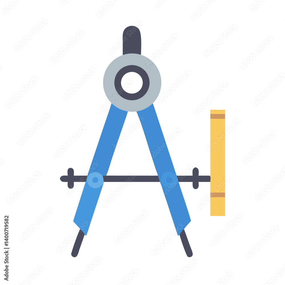 Poster architect compass drafting tool icon representing precision design and architectural planning