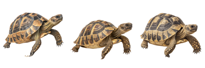  Set of A Curious tortue run Hermann isolated on a transparent background