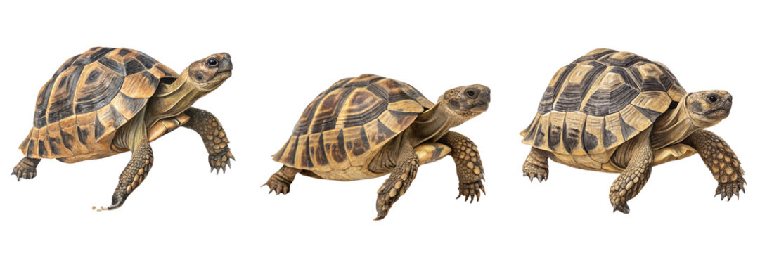  Set of A Curious tortue run Hermann isolated on a transparent background