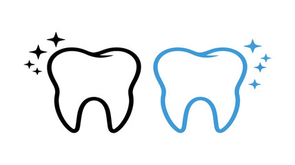 Healthy Smiles: Depicts two gleaming teeth, one in a striking black outline and the other bathed in a vibrant blue.
