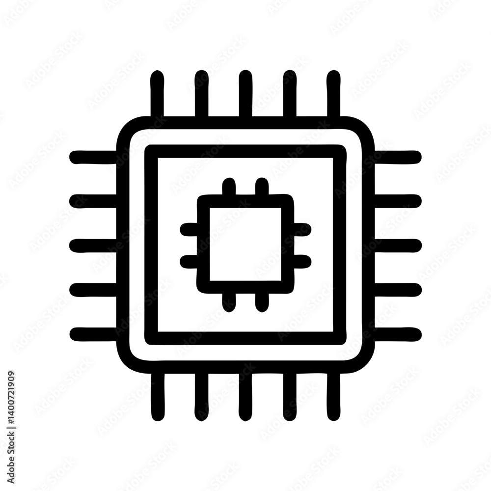Poster CPU Processor Chip Icon Representing Computer Hardware and Data Processing