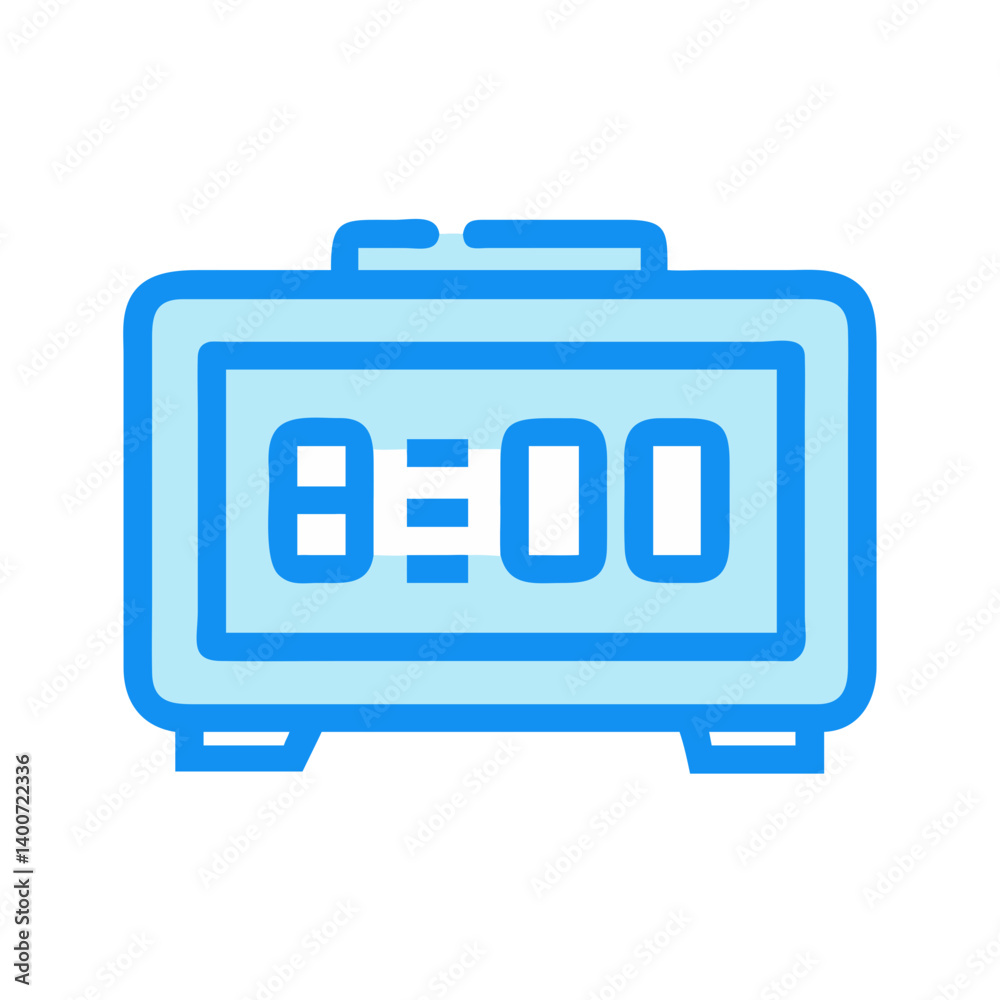 Poster digital alarm clock icon representing time management and morning alerts