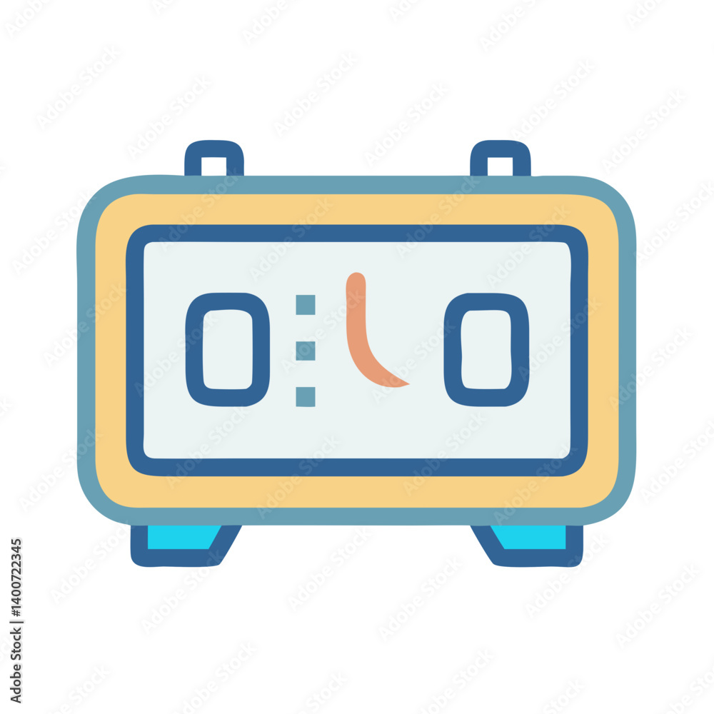 Poster digital alarm clock icon representing time management and morning alerts