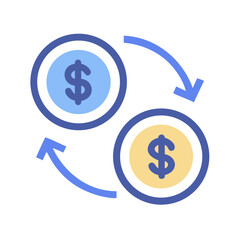 Obraz premium Dollar Currency Exchange Circular Icon Representing Financial Transactions and Money Exchange