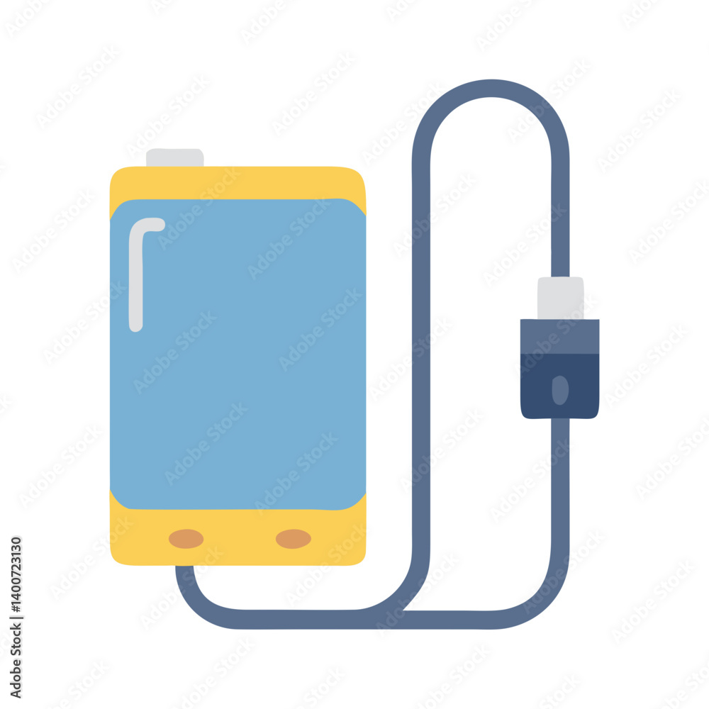 Fototapete external hard drive with usb cable icon representing data storage and file transfer