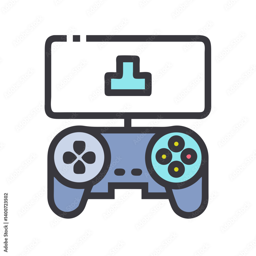 Poster Game Controller Icon Representing Video Gaming and Interactive Entertainment