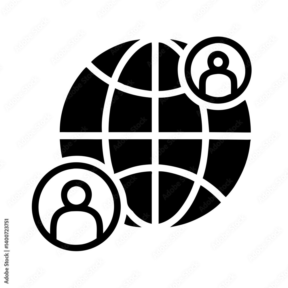 Poster Global Network with User Icon Representing Connectivity and Online Communication