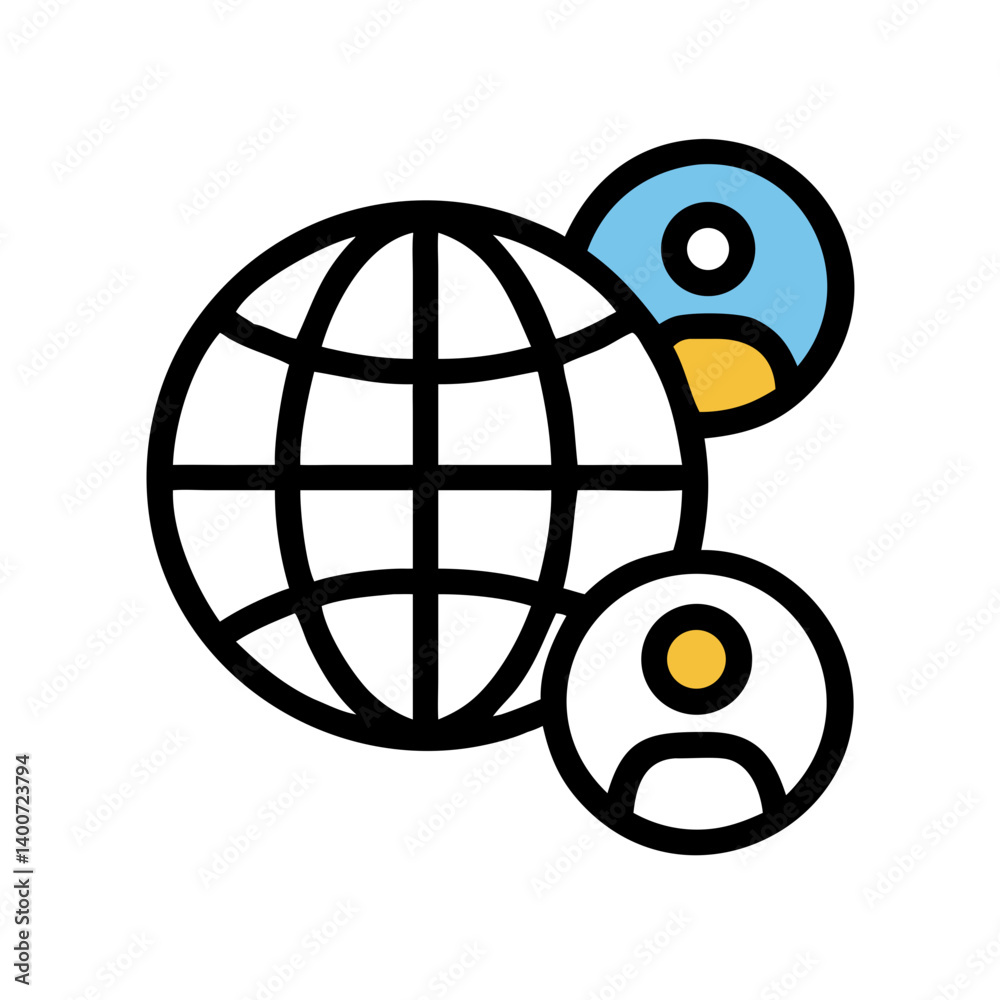 Aufkleber Global Network with User Icon Representing Connectivity and Online Communication