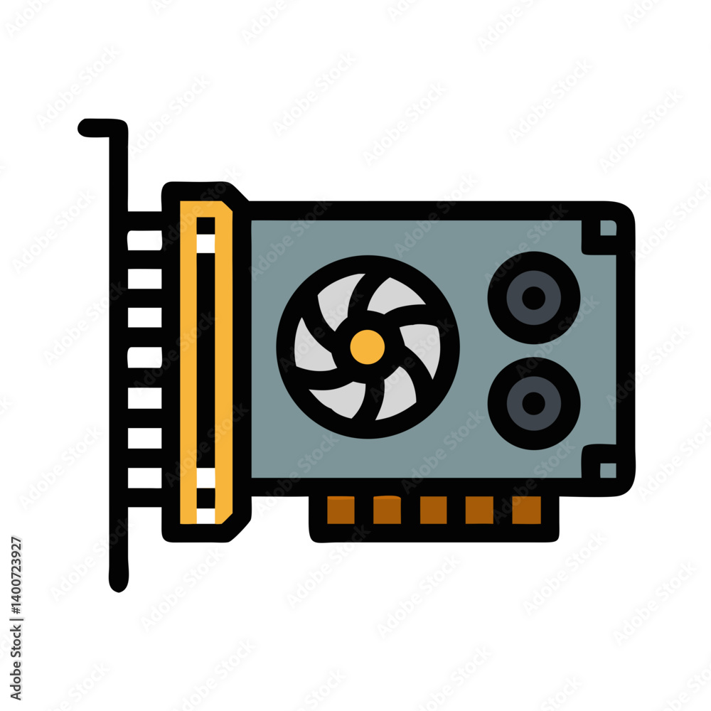 Poster Graphics Card Icon Representing Computer Hardware and Visual Processing