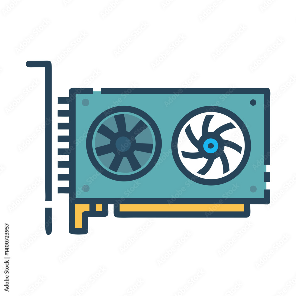 Poster Graphics Card Icon Representing Computer Hardware and Visual Processing