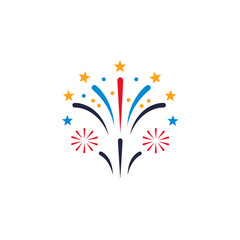 Obraz premium Fireworks Display: Celebrate the festive occasion with vibrant illustration showcasing a colorful burst of fireworks, a symbol of joy, celebration, and excitement. 