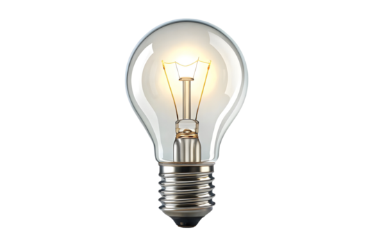 Glowing Incandescent Light Bulb with Visible Filament, Energy Consumption Concept.