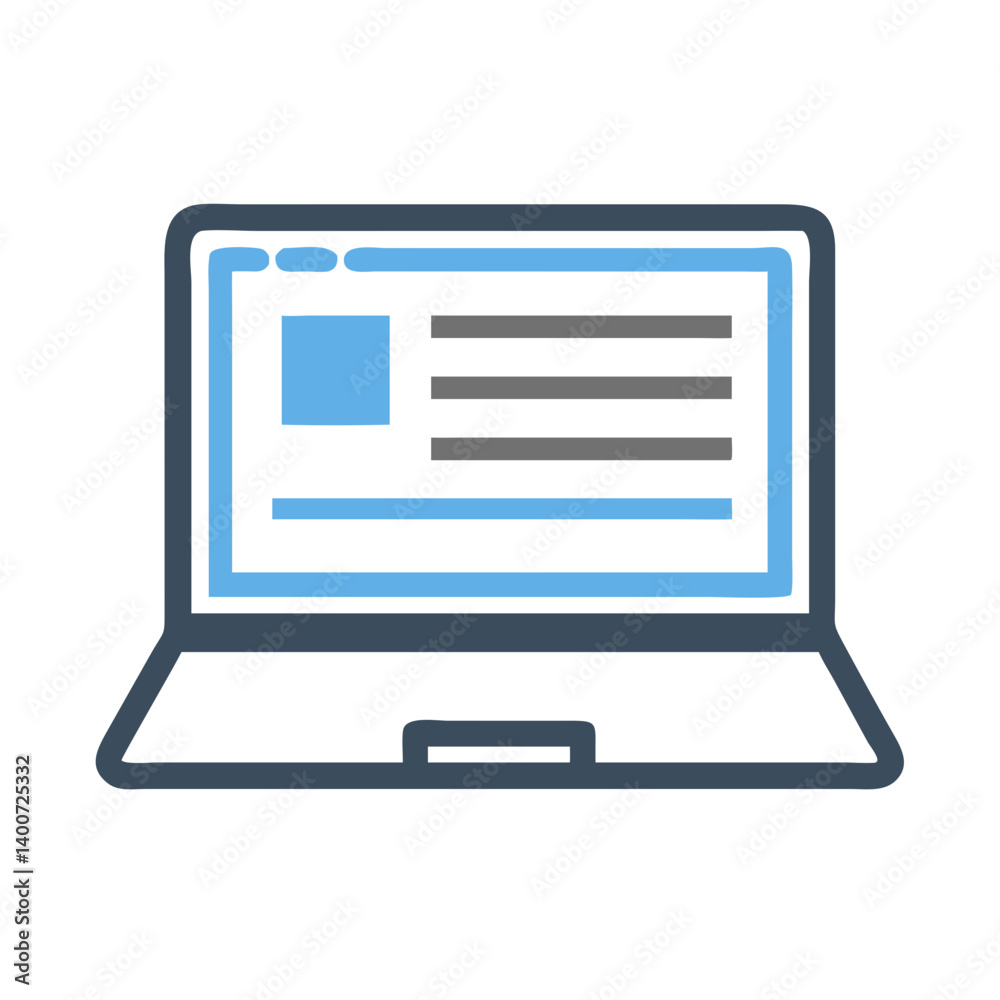 Poster open laptop icon representing technology, computing, and digital work