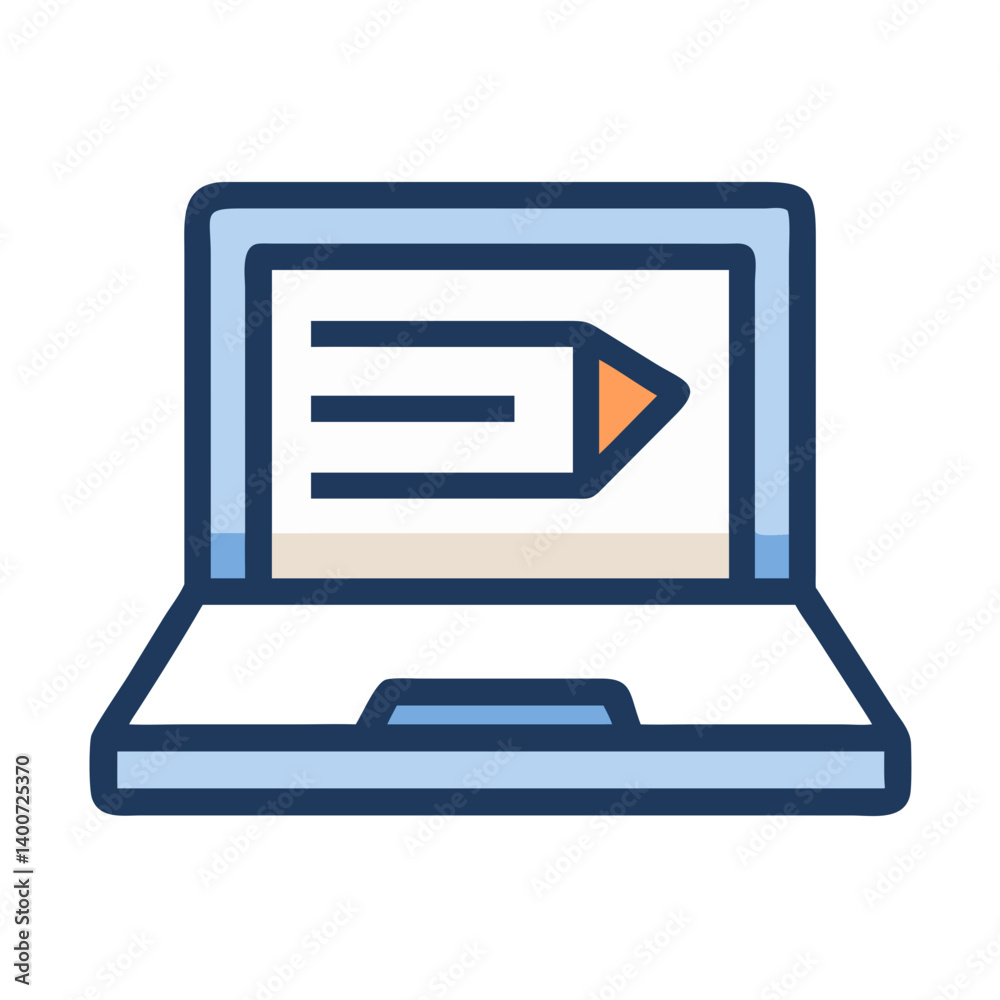 Poster open laptop icon representing technology, computing, and digital work