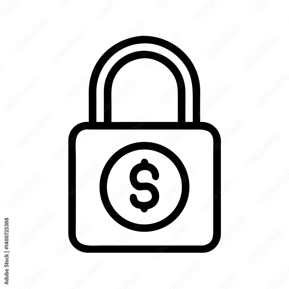 Poster Padlock with Dollar Symbol Icon Representing Financial Security and Protected Investments