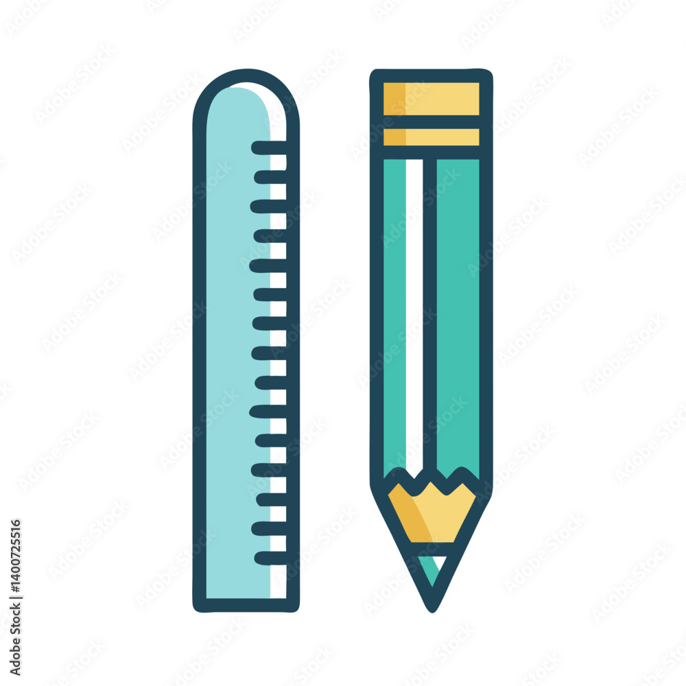 Fototapete pencil and ruler icon representing design tools and measurement instruments