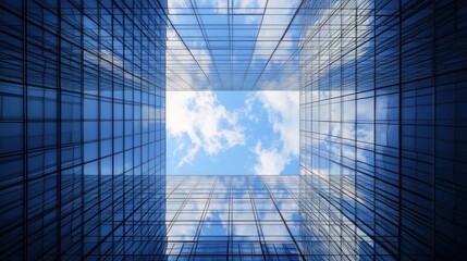 Modern Architecture: Skyscraper's Glass Facade Reflecting the Sky
