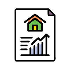 Real Estate Document with Growth Arrow Chart Icon Representing Property Market Trends and Financial
